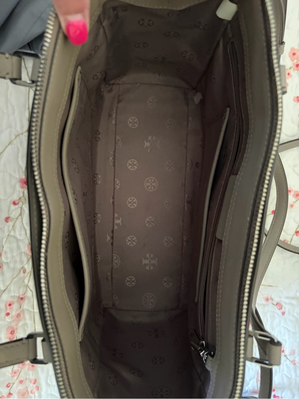 Tory Burch Gray Leather Satchel - Picture 3 of 3